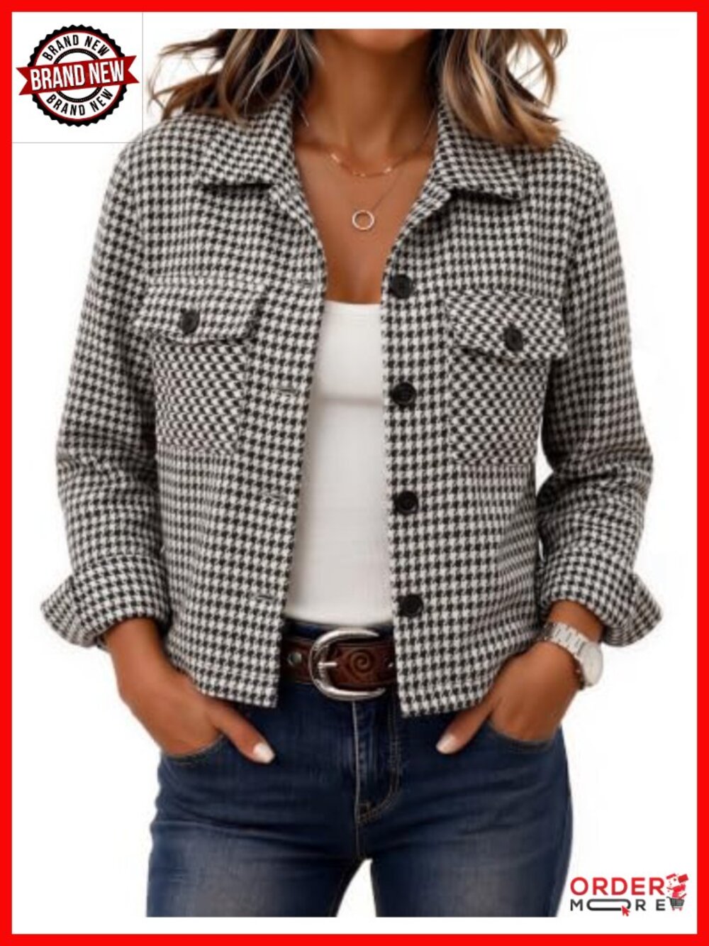 Zeagoo Cropped Plaid Flannel Shacket Button Front Casual Jacket